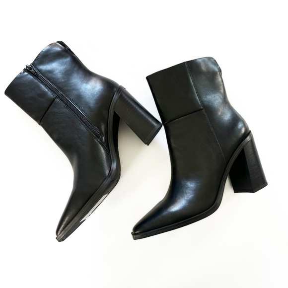 Steve Madden Black Leather Snip Toe Western Heeled Boots Booties Womens 10 New - Picture 4 of 10